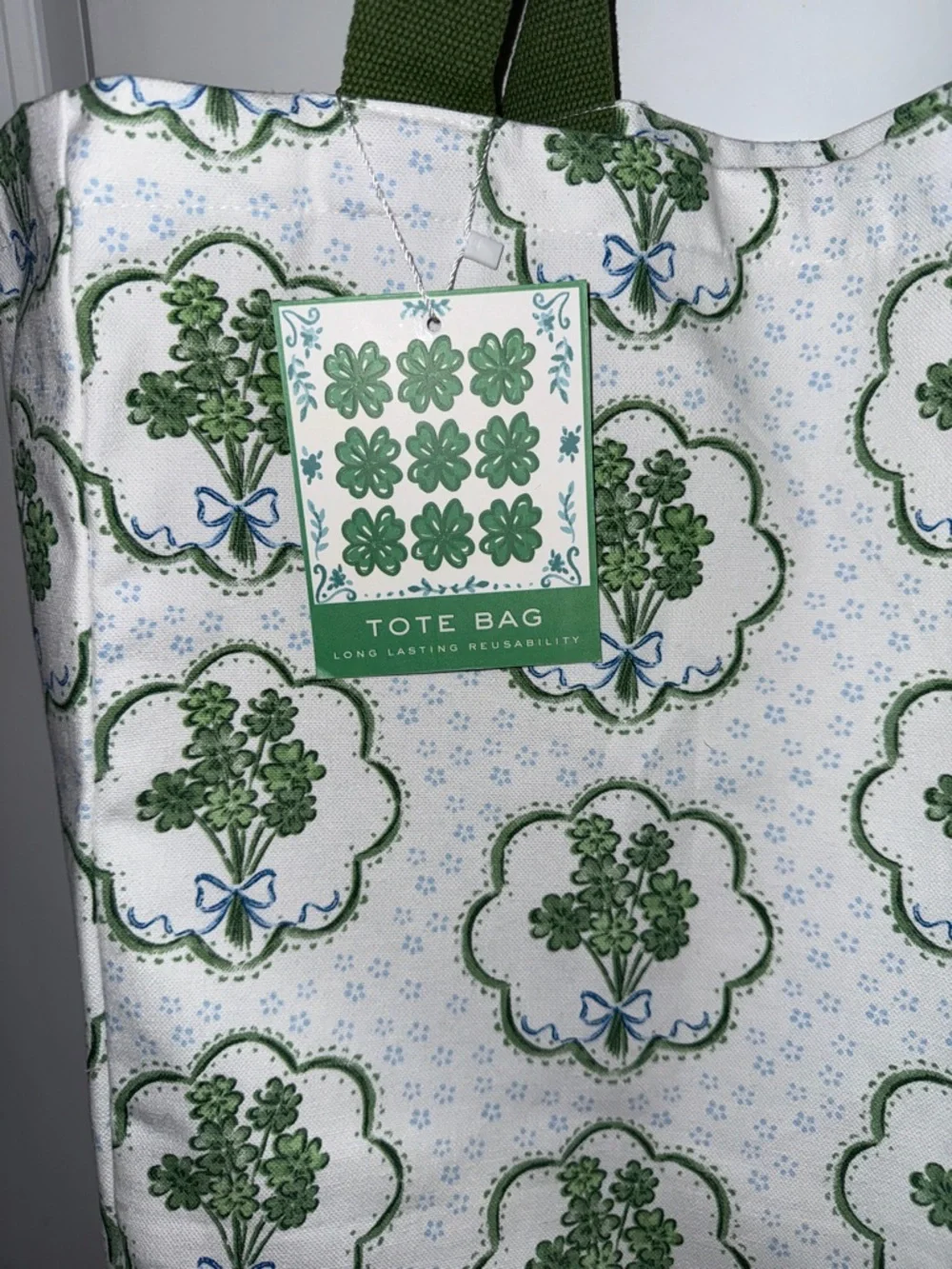 Canvas -Green and White Tote Bag